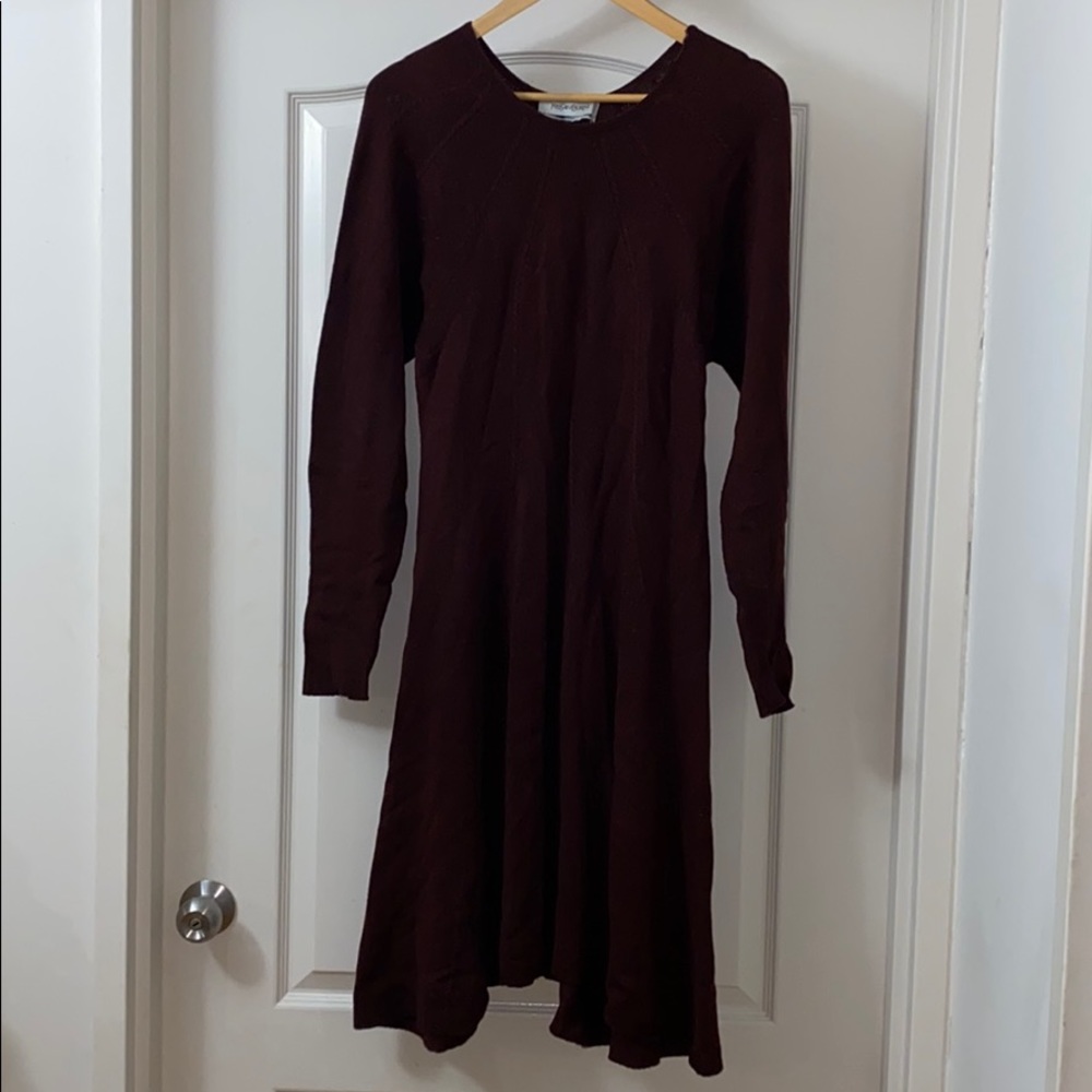 YVES SAINT LAURENT MAROON CASHMERE DRESS👗